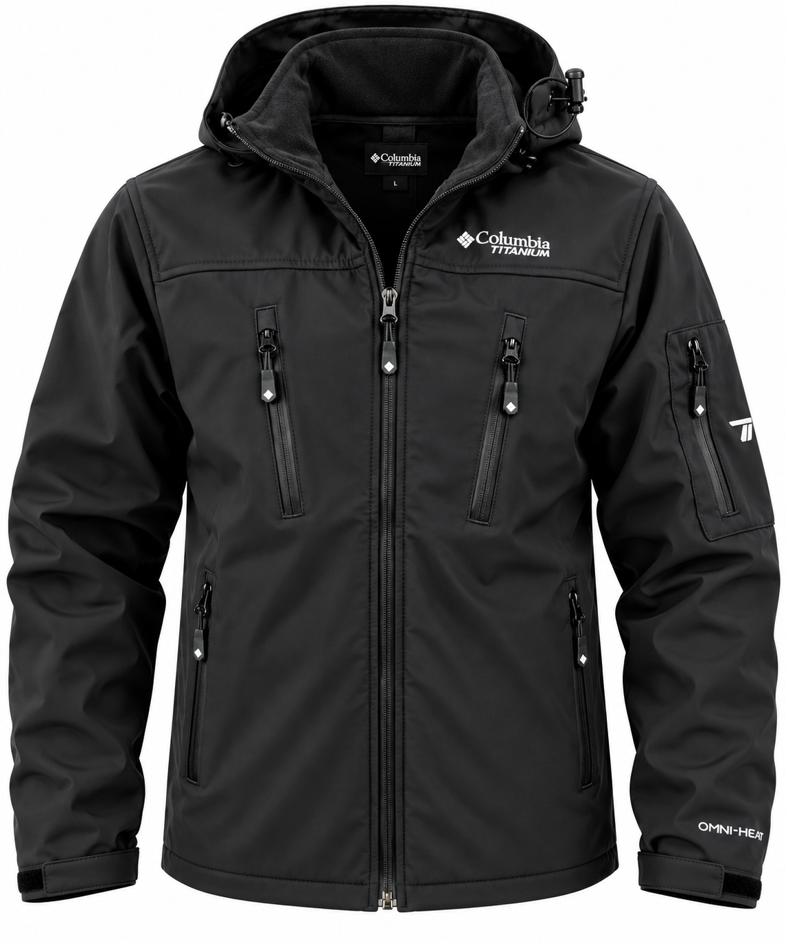 Siyah softshell kapüşonlu mont
