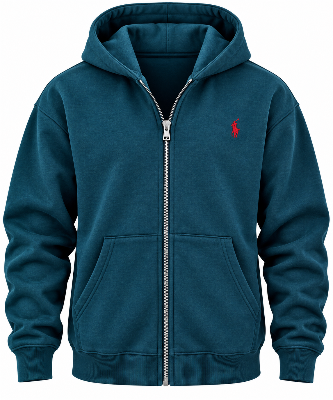Petrol mavisi fermuarlı sweatshirt